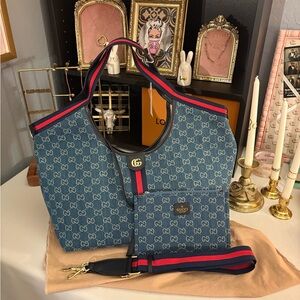 New! Denim Giglio tote bag